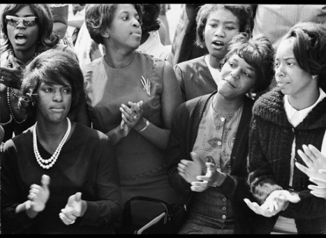 Young Women Singing At The March On Washington