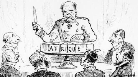 Belgium's King Leopold II dividing up the spoils  of Africa and claiming the Congo as his own private state.